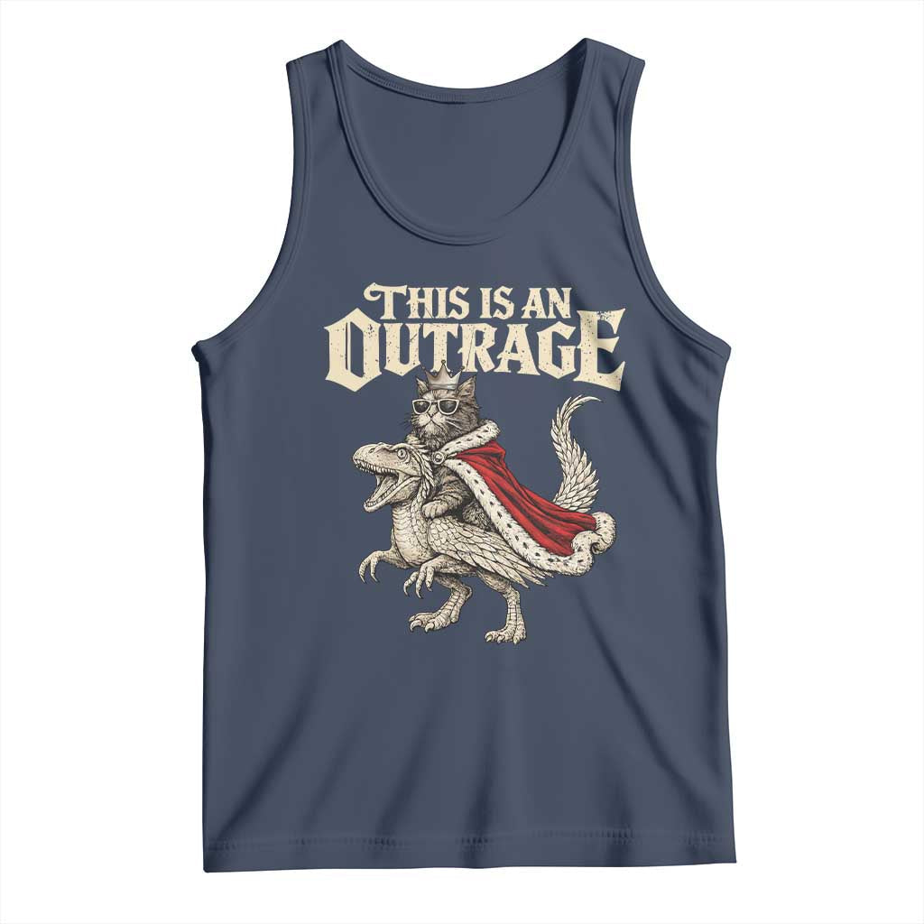 This Is an Outrage Royal Cat Tank Top Funny Princess Cat Riding Dragon Fantasy