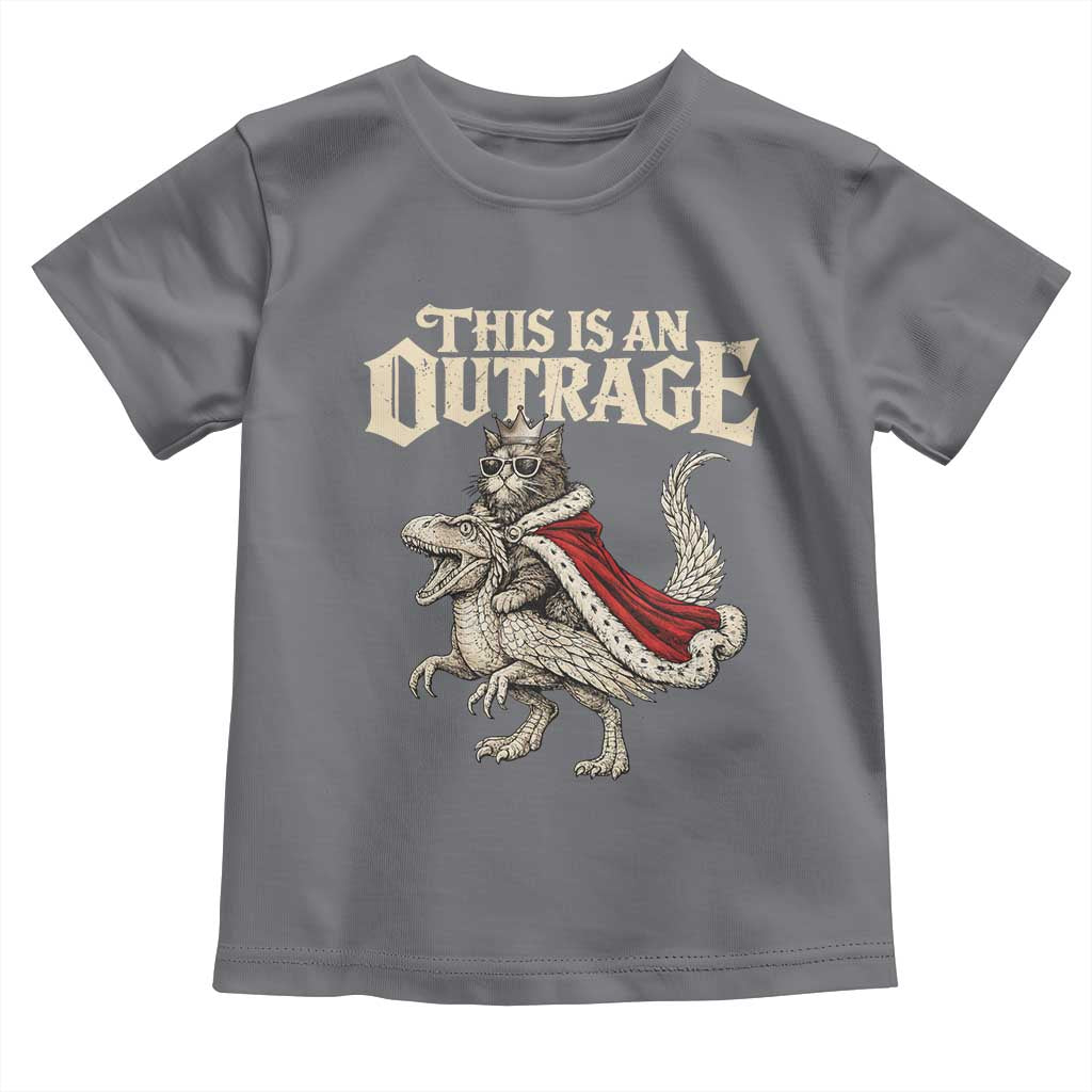 This Is an Outrage Royal Cat Toddler T Shirt Funny Princess Cat Riding Dragon Fantasy