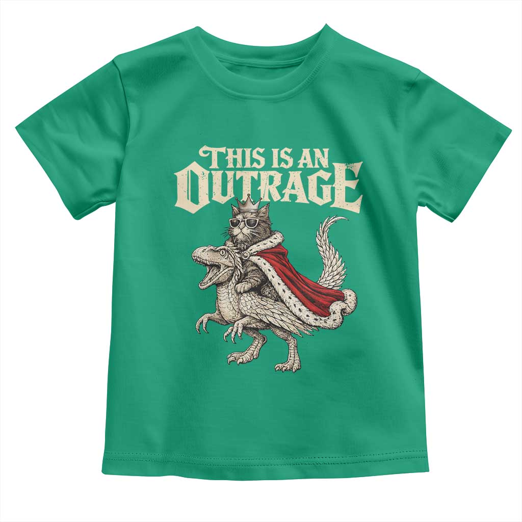 This Is an Outrage Royal Cat Toddler T Shirt Funny Princess Cat Riding Dragon Fantasy