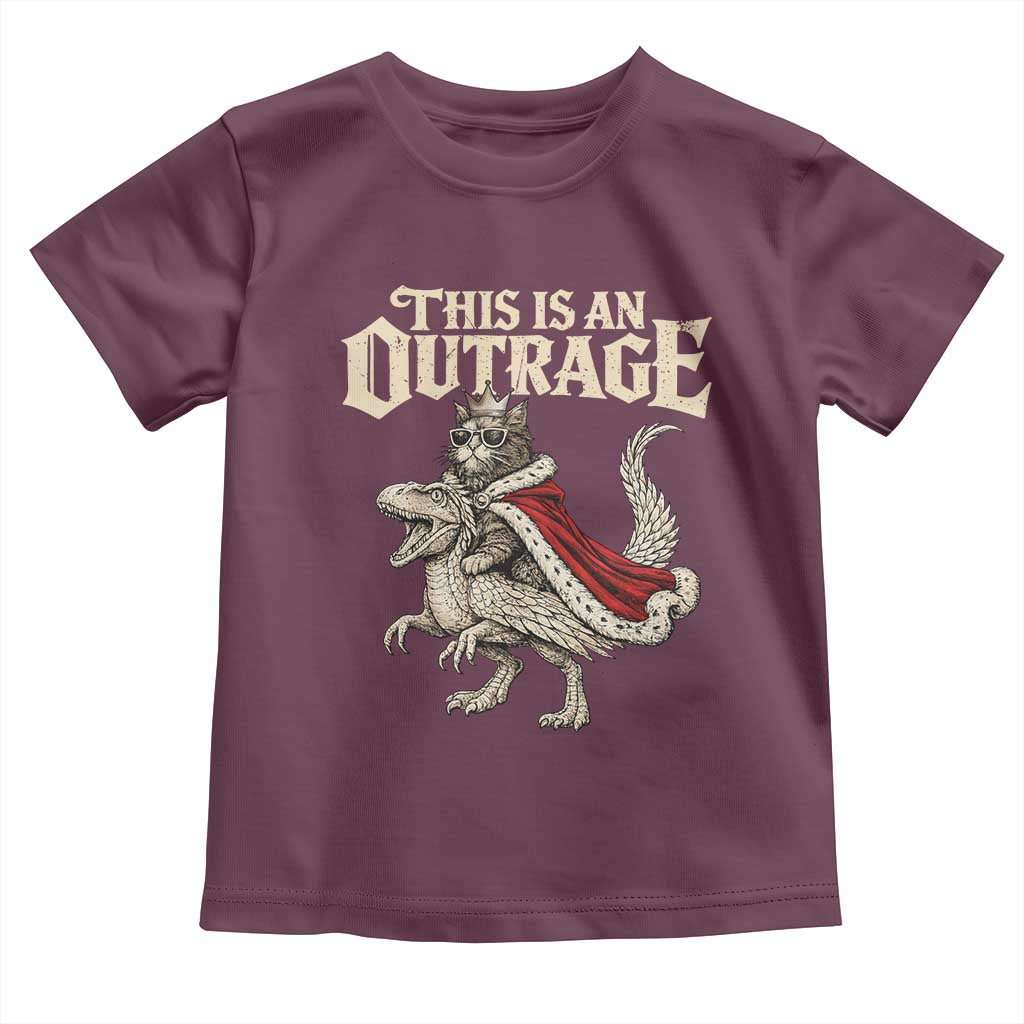 This Is an Outrage Royal Cat Toddler T Shirt Funny Princess Cat Riding Dragon Fantasy