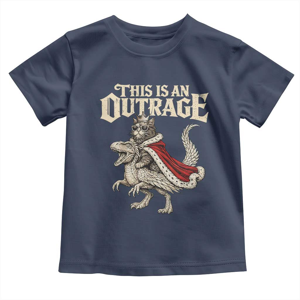 This Is an Outrage Royal Cat Toddler T Shirt Funny Princess Cat Riding Dragon Fantasy