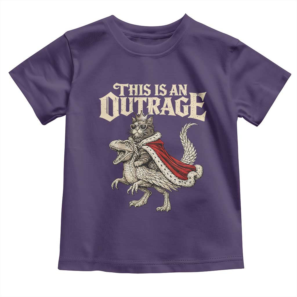 This Is an Outrage Royal Cat Toddler T Shirt Funny Princess Cat Riding Dragon Fantasy