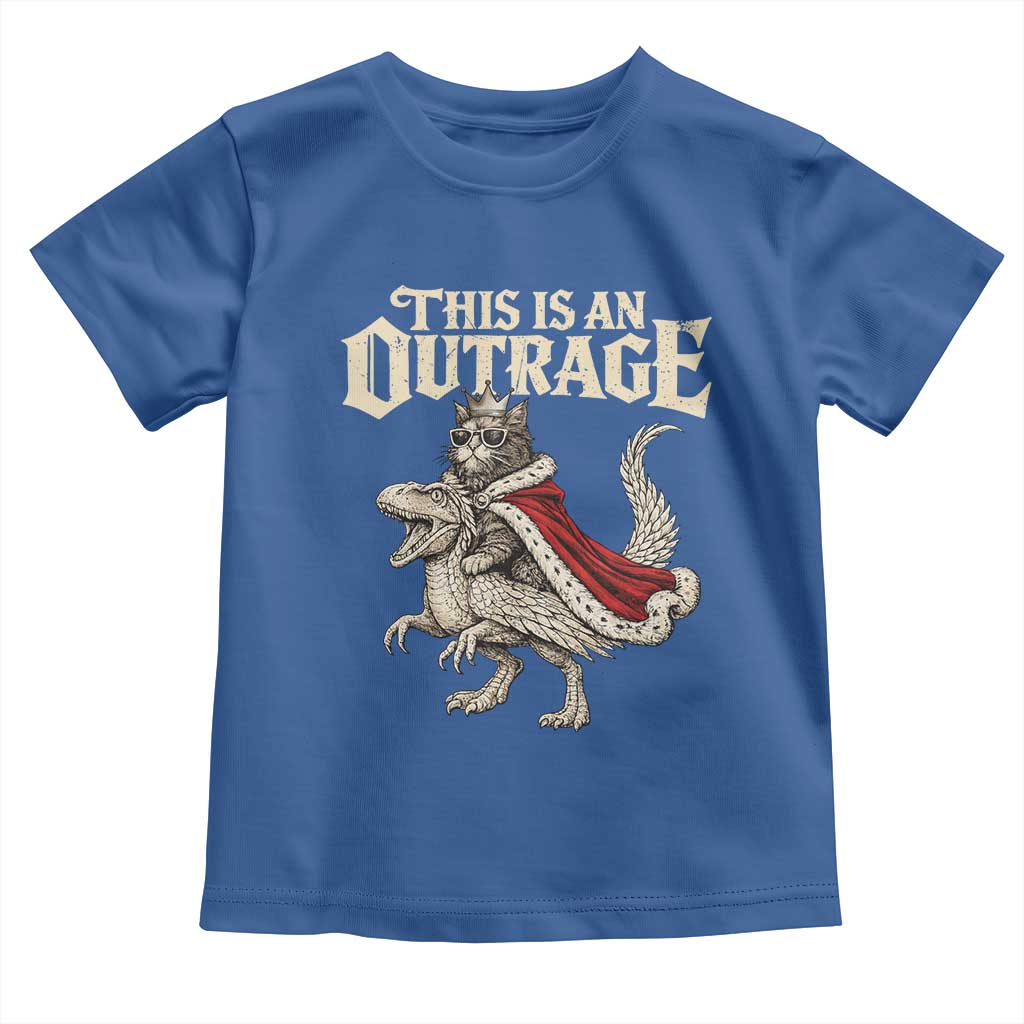 This Is an Outrage Royal Cat Toddler T Shirt Funny Princess Cat Riding Dragon Fantasy