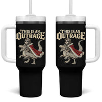 This Is an Outrage Royal Cat Tumbler With Handle Funny Princess Cat Riding Dragon Fantasy