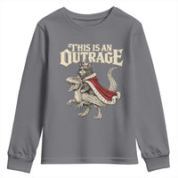 This Is an Outrage Royal Cat Youth Sweatshirt Funny Princess Cat Riding Dragon Fantasy