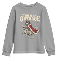 This Is an Outrage Royal Cat Youth Sweatshirt Funny Princess Cat Riding Dragon Fantasy