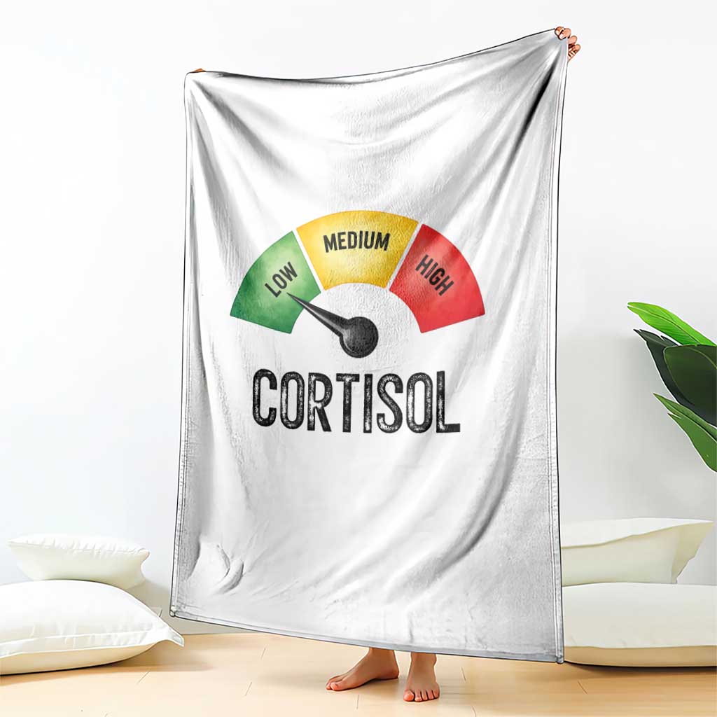 Funny Low Cortisol Stress Meter Throw Blanket Low Medium High Anxiety Humor