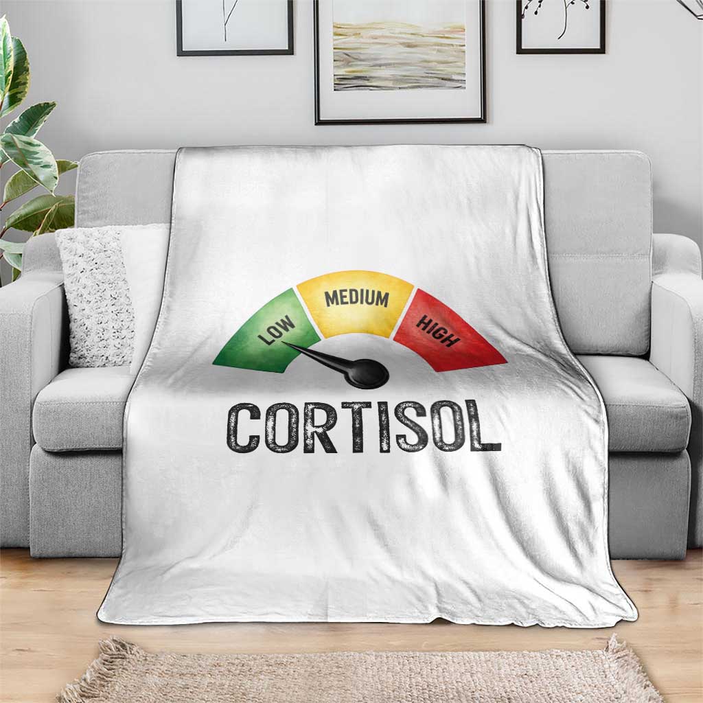 Funny Low Cortisol Stress Meter Throw Blanket Low Medium High Anxiety Humor