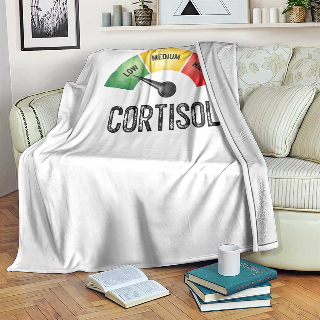 Funny Low Cortisol Stress Meter Throw Blanket Low Medium High Anxiety Humor
