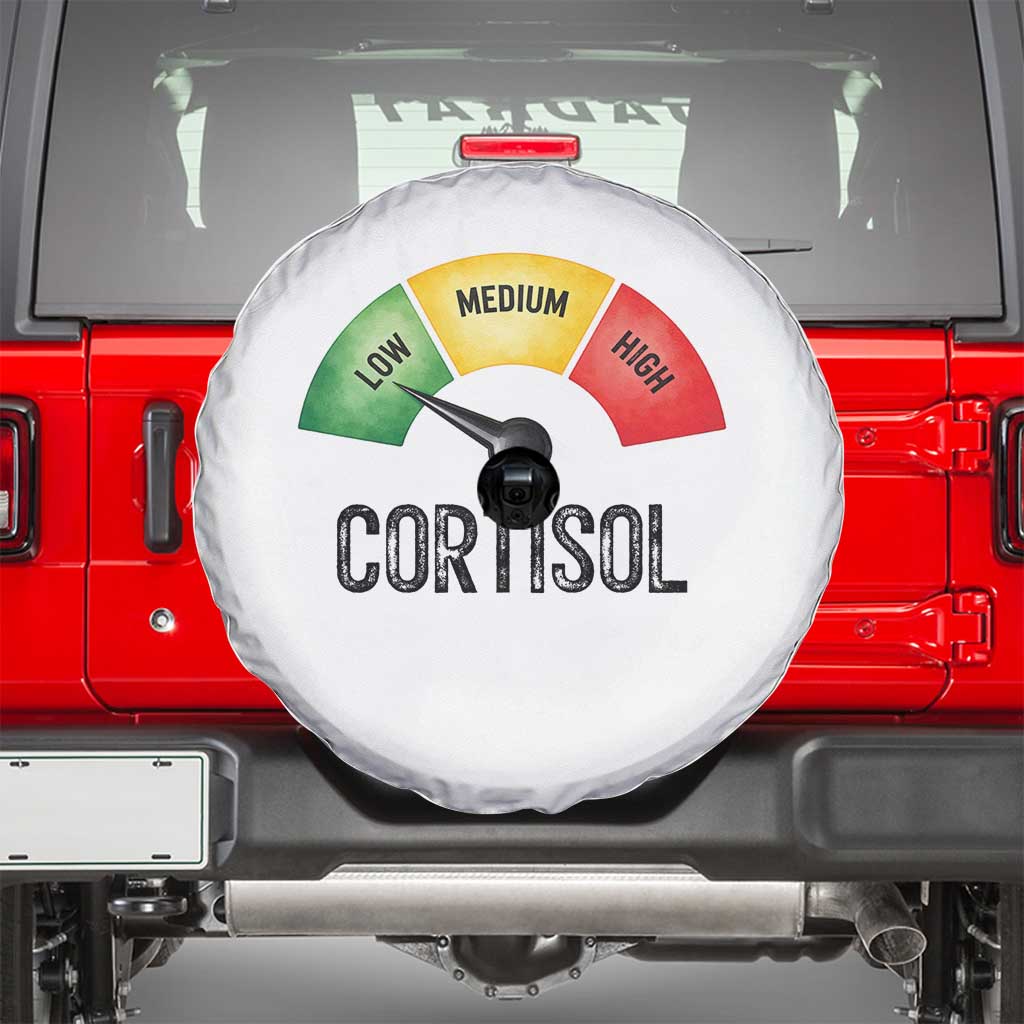 Funny Low Cortisol Stress Meter Spare Tire Cover Low Medium High Anxiety Humor