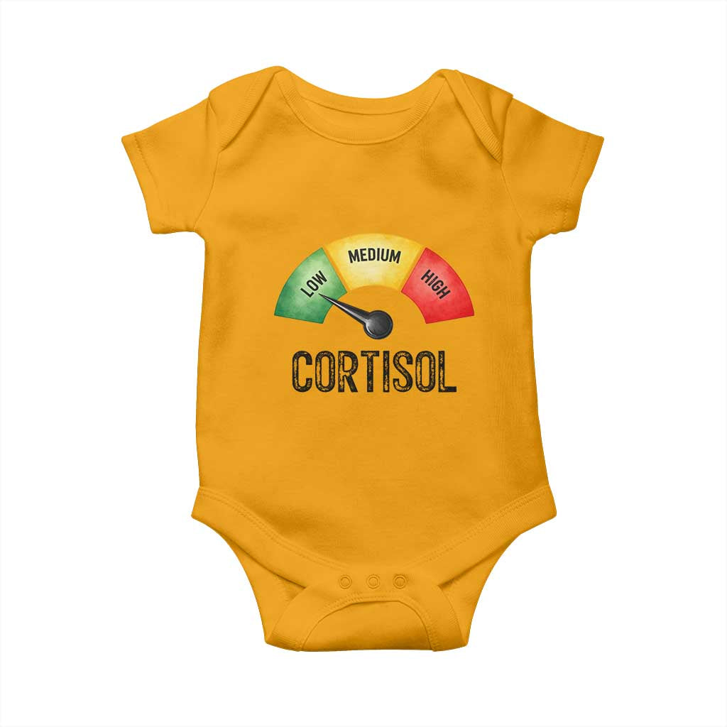 Funny Low Cortisol Stress Meter Baby Onesie Low Medium High Anxiety Humor