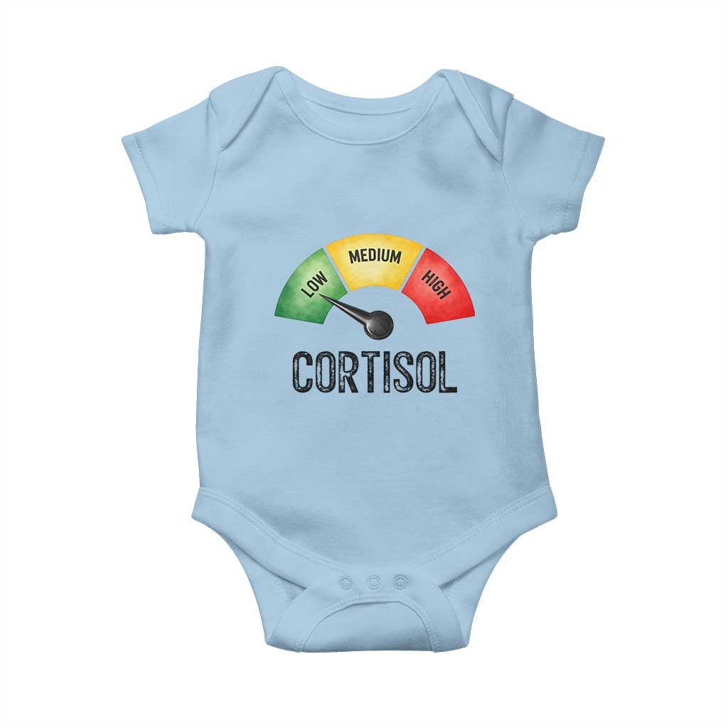 Funny Low Cortisol Stress Meter Baby Onesie Low Medium High Anxiety Humor