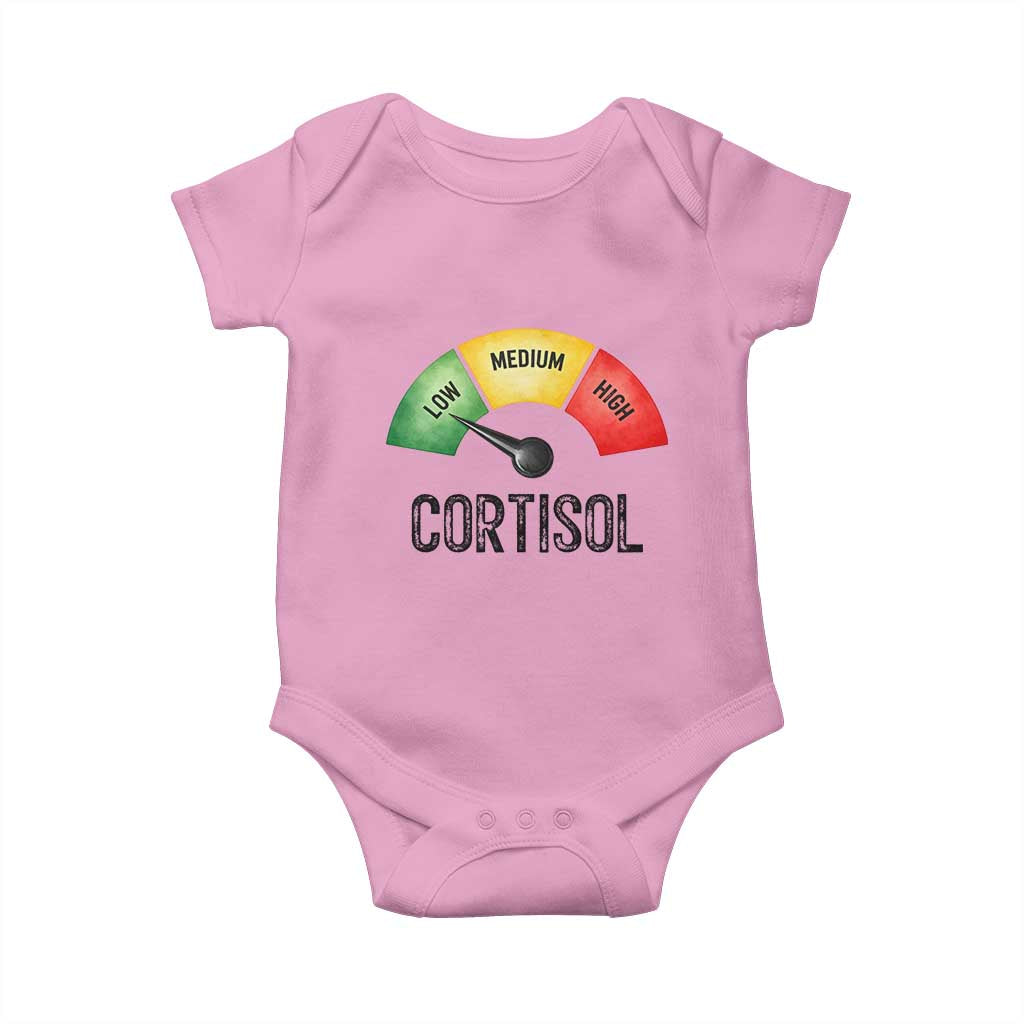 Funny Low Cortisol Stress Meter Baby Onesie Low Medium High Anxiety Humor