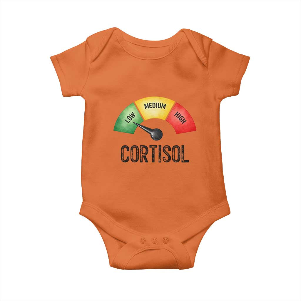 Funny Low Cortisol Stress Meter Baby Onesie Low Medium High Anxiety Humor