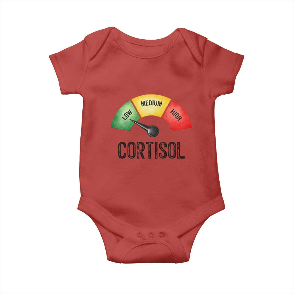 Funny Low Cortisol Stress Meter Baby Onesie Low Medium High Anxiety Humor
