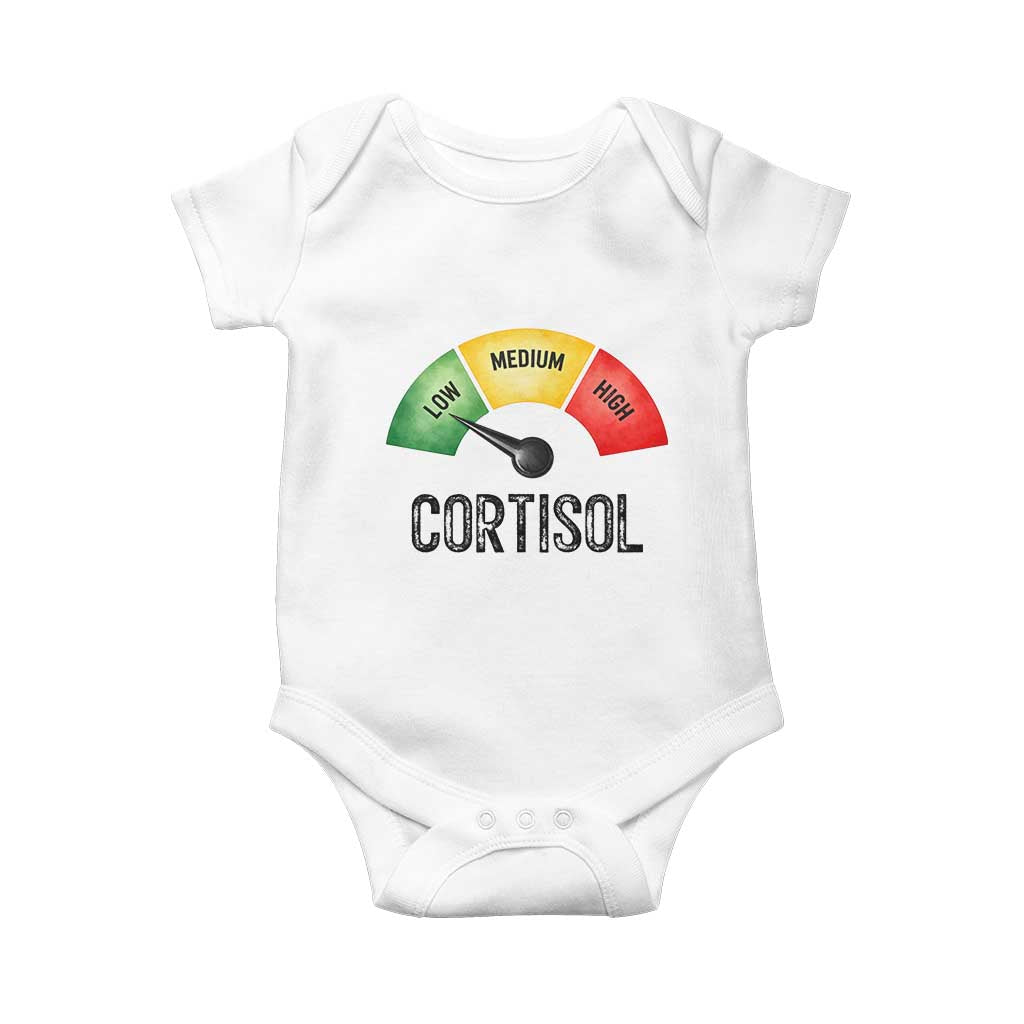 Funny Low Cortisol Stress Meter Baby Onesie Low Medium High Anxiety Humor