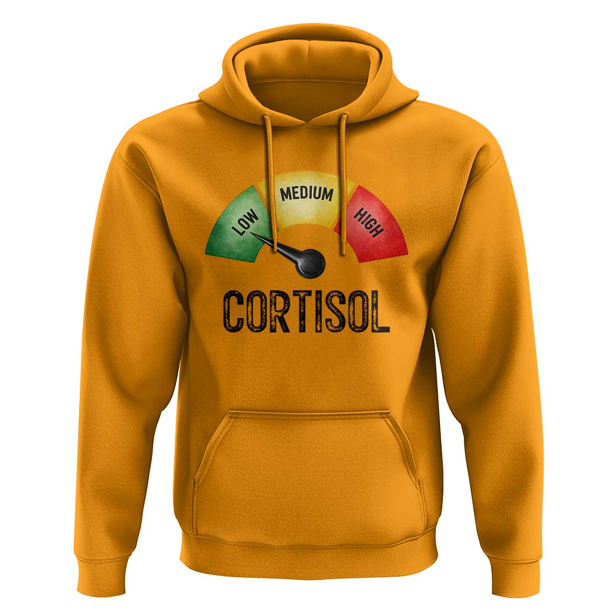Funny Low Cortisol Stress Meter Hoodie Low Medium High Anxiety Humor