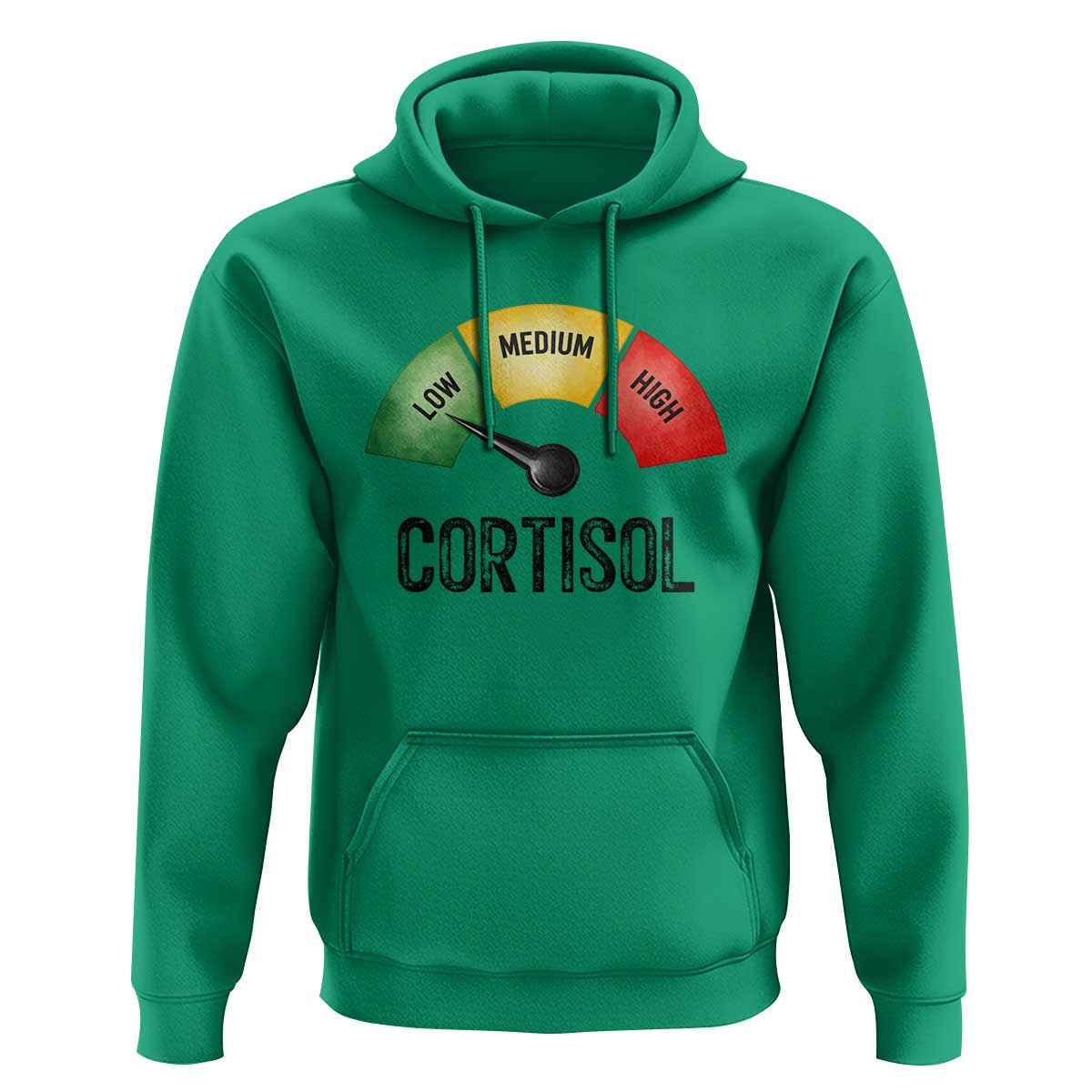 Funny Low Cortisol Stress Meter Hoodie Low Medium High Anxiety Humor
