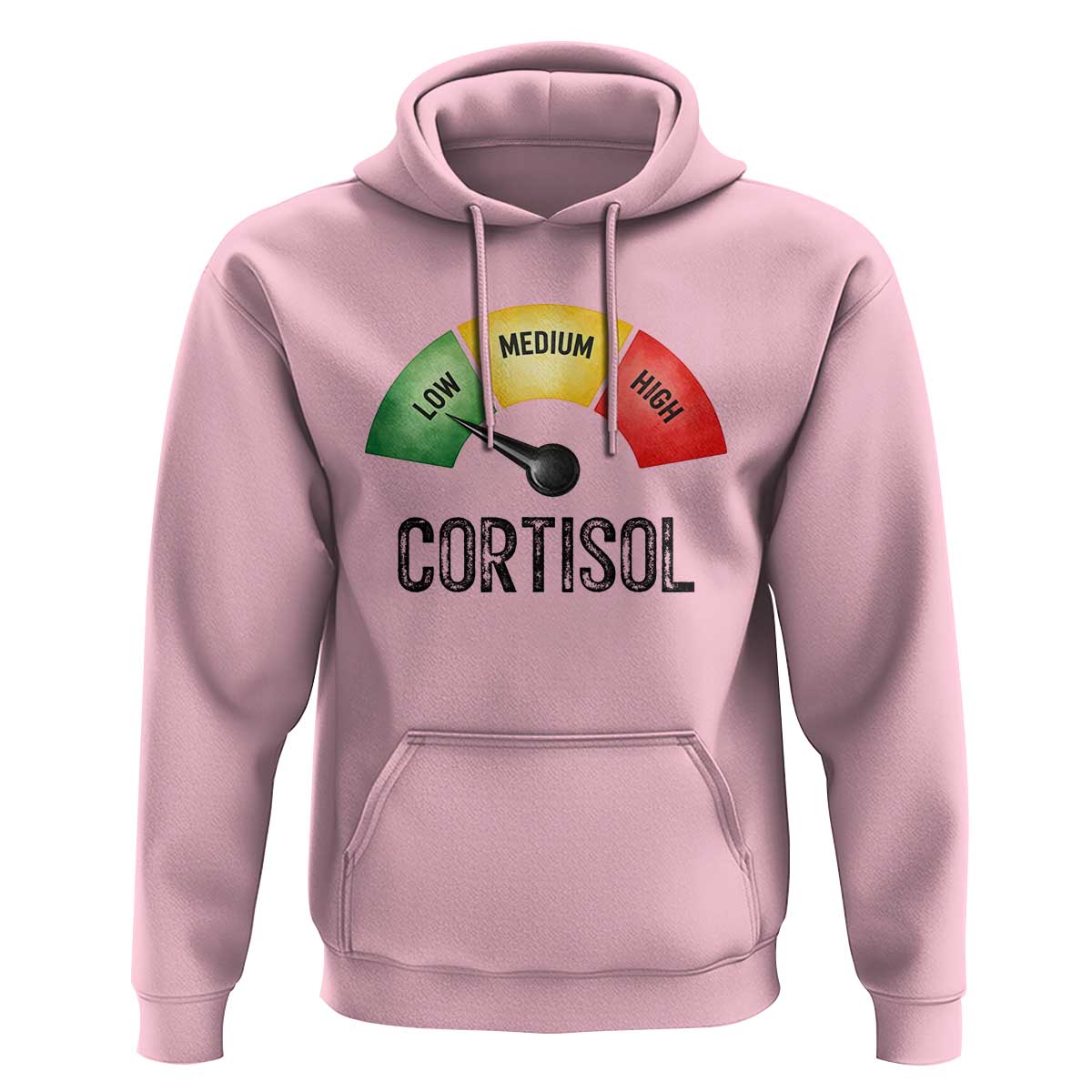 Funny Low Cortisol Stress Meter Hoodie Low Medium High Anxiety Humor