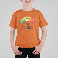 Funny Low Cortisol Stress Meter T Shirt For Kid Low Medium High Anxiety Humor