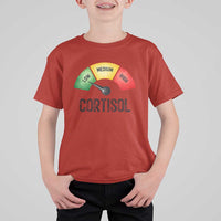 Funny Low Cortisol Stress Meter T Shirt For Kid Low Medium High Anxiety Humor