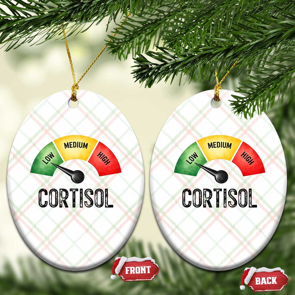 Funny Low Cortisol Stress Meter Ceramic Ornament Low Medium High Anxiety Humor