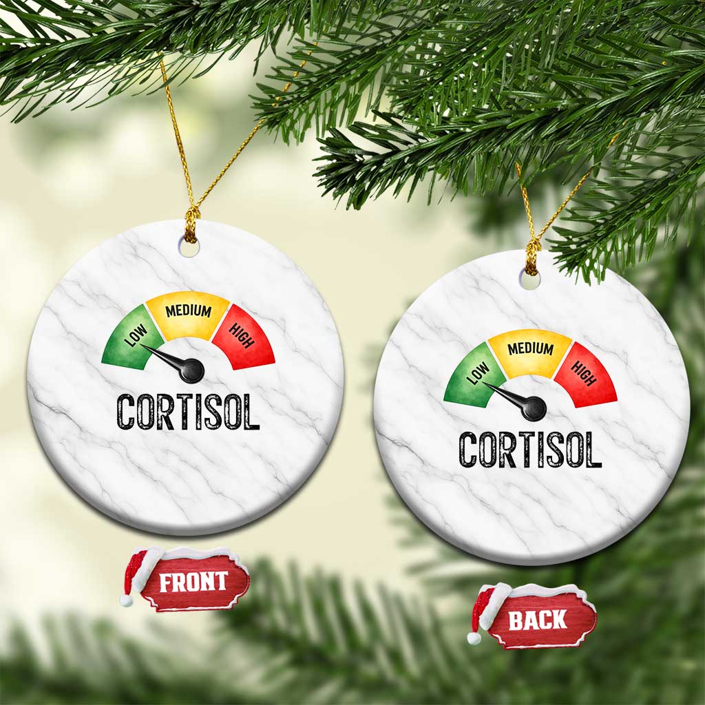 Funny Low Cortisol Stress Meter Ceramic Ornament Low Medium High Anxiety Humor