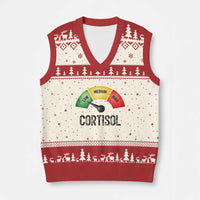 Funny Low Cortisol Stress Meter V-Neck Knit Sweater Vest Low Medium High Anxiety Humor