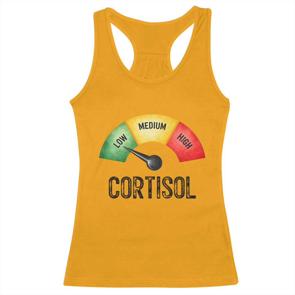 Funny Low Cortisol Stress Meter Racerback Tank Top Low Medium High Anxiety Humor
