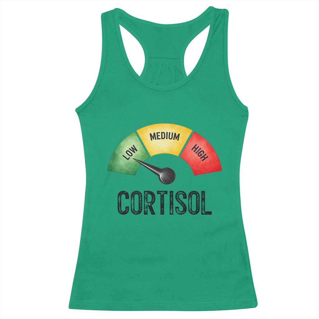 Funny Low Cortisol Stress Meter Racerback Tank Top Low Medium High Anxiety Humor