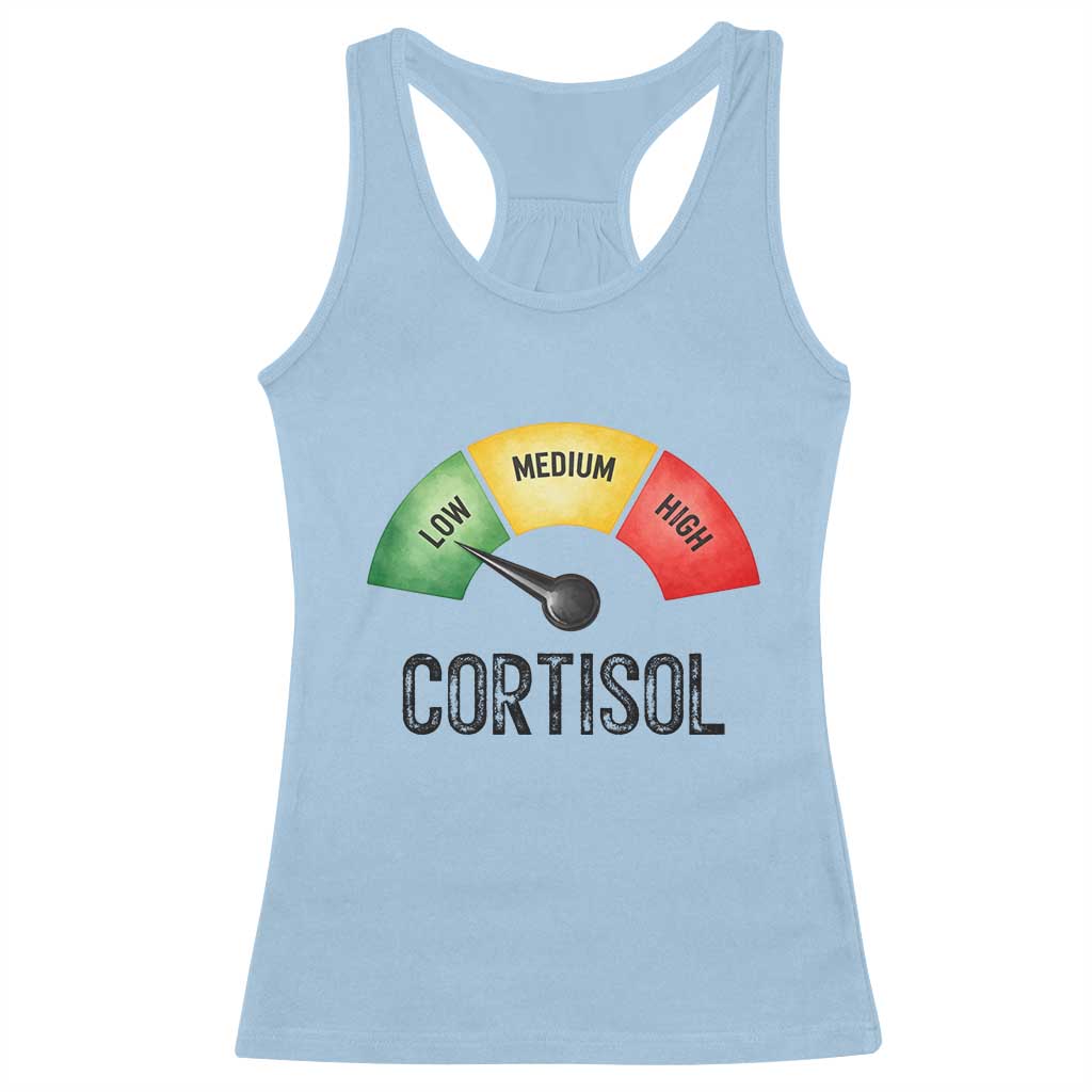 Funny Low Cortisol Stress Meter Racerback Tank Top Low Medium High Anxiety Humor