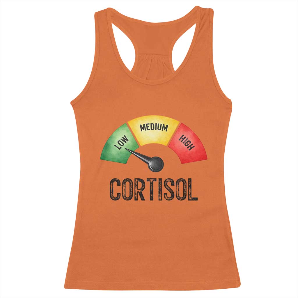 Funny Low Cortisol Stress Meter Racerback Tank Top Low Medium High Anxiety Humor