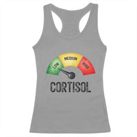 Funny Low Cortisol Stress Meter Racerback Tank Top Low Medium High Anxiety Humor