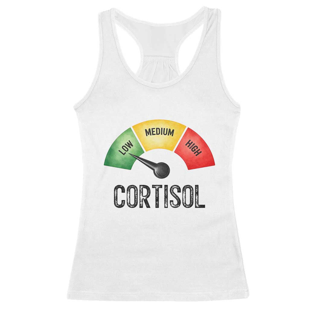 Funny Low Cortisol Stress Meter Racerback Tank Top Low Medium High Anxiety Humor