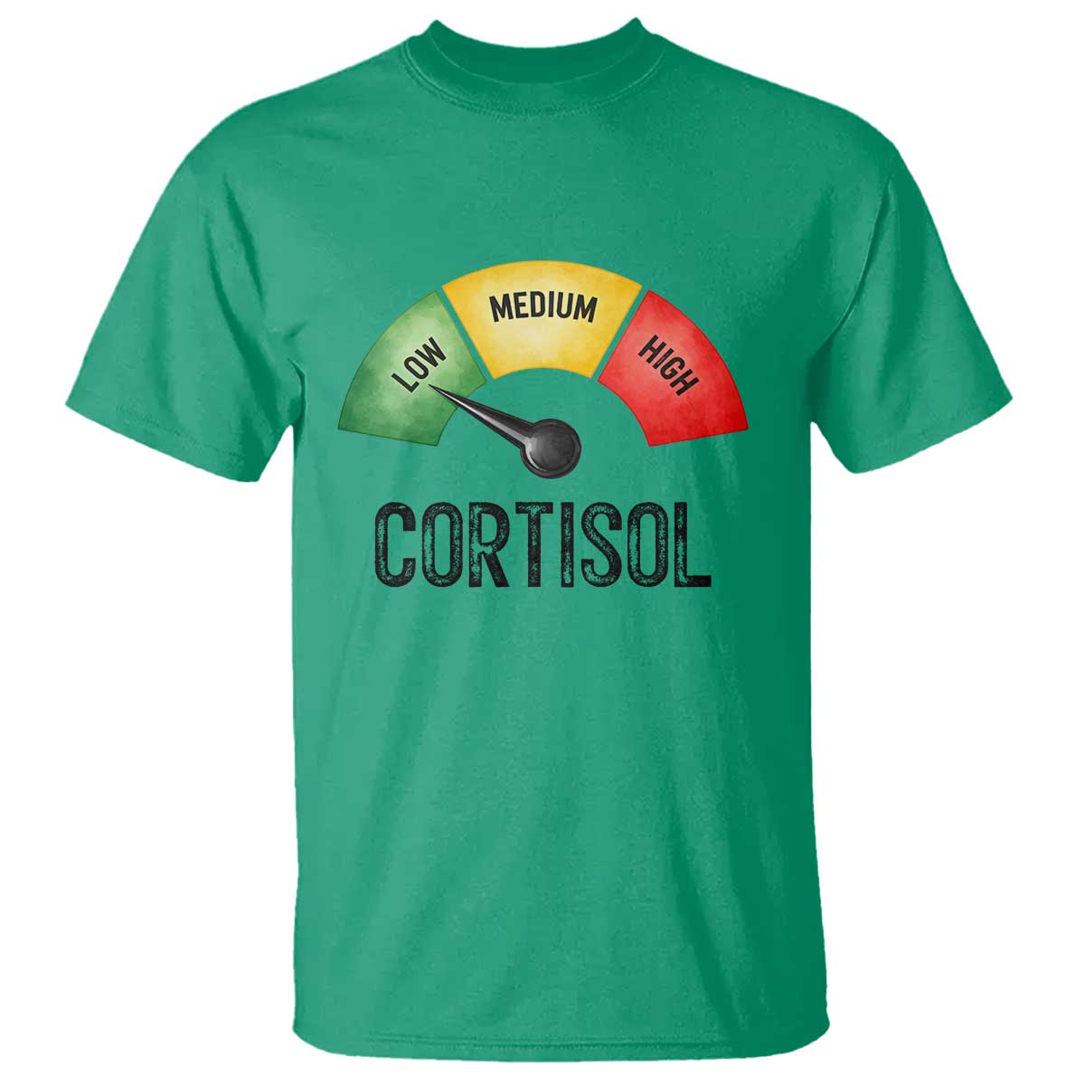 Funny Low Cortisol Stress Meter T Shirt Low Medium High Anxiety Humor