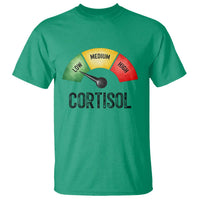 Funny Low Cortisol Stress Meter T Shirt Low Medium High Anxiety Humor