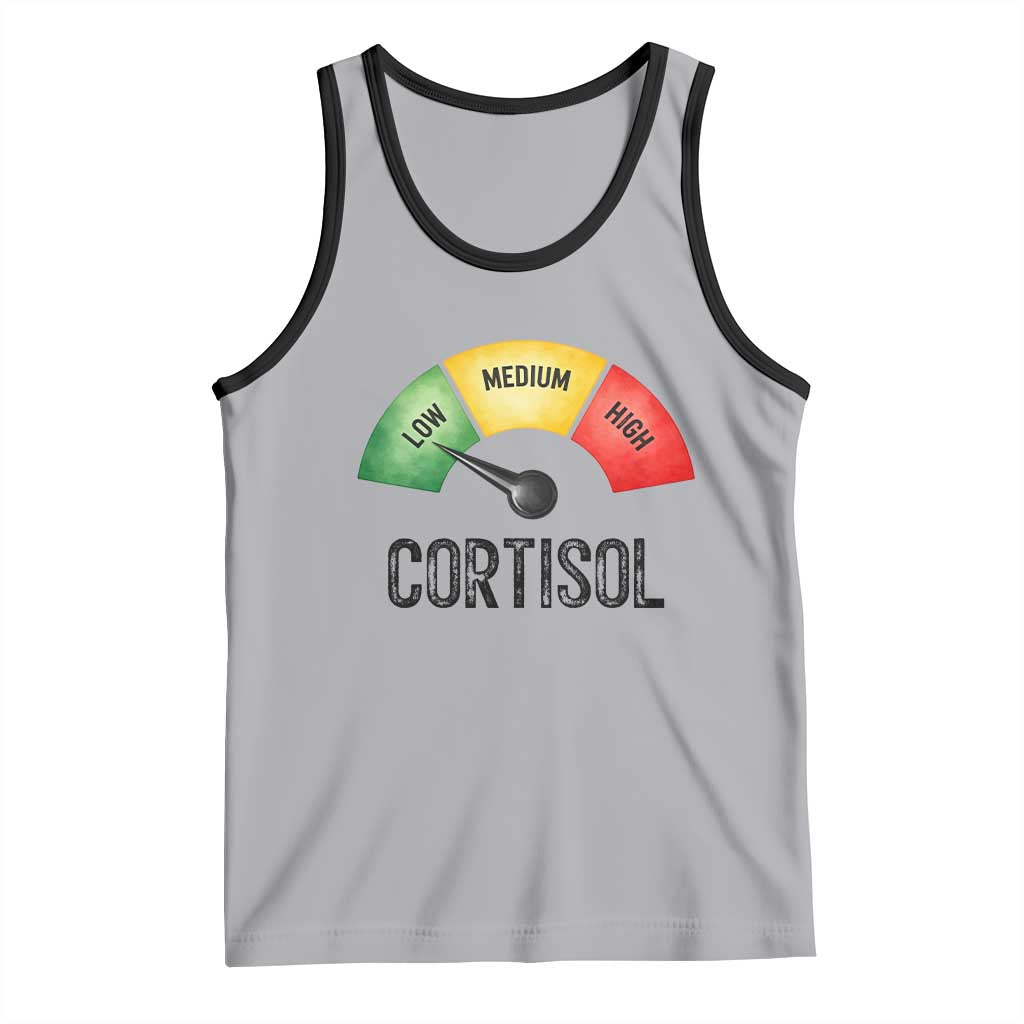 Funny Low Cortisol Stress Meter Tank Top Low Medium High Anxiety Humor