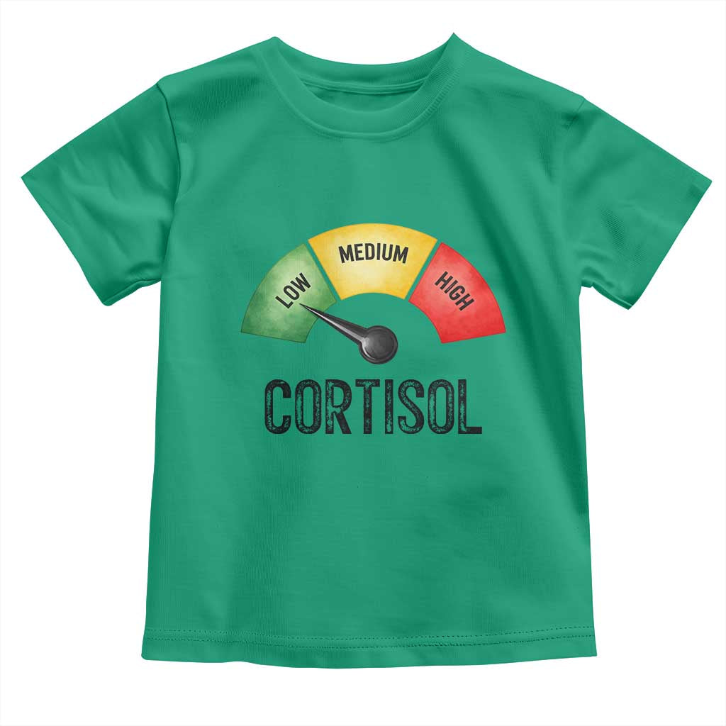 Funny Low Cortisol Stress Meter Toddler T Shirt Low Medium High Anxiety Humor