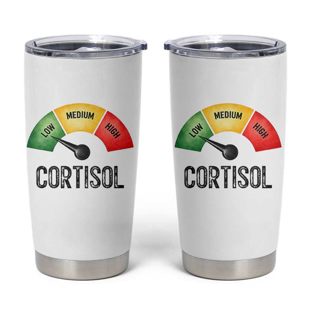 Funny Low Cortisol Stress Meter Tumbler Cup Low Medium High Anxiety Humor