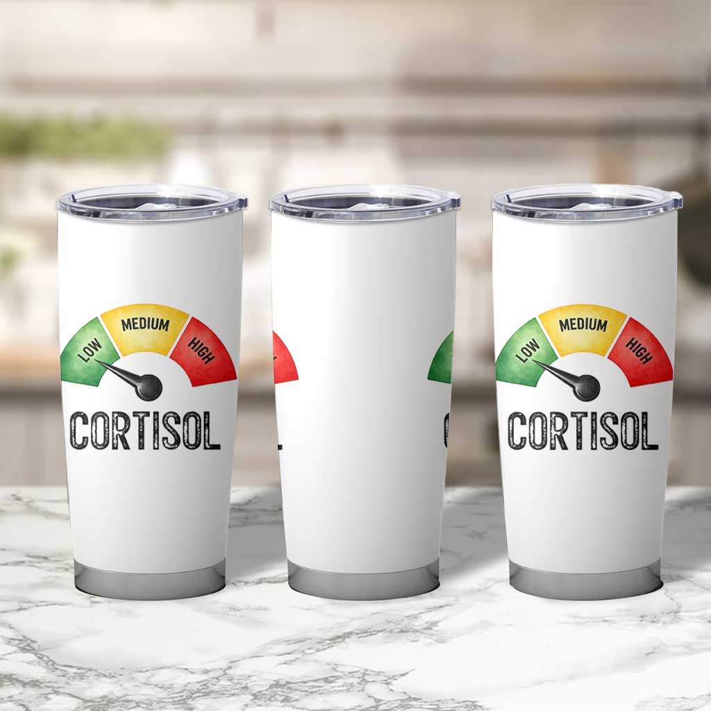Funny Low Cortisol Stress Meter Tumbler Cup Low Medium High Anxiety Humor