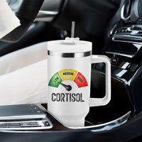 Funny Low Cortisol Stress Meter Tumbler With Handle Low Medium High Anxiety Humor