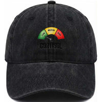Funny Low Cortisol Stress Meter Washed Cotton Baseball Cap Low Medium High Anxiety Humor