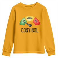 Funny Low Cortisol Stress Meter Youth Sweatshirt Low Medium High Anxiety Humor
