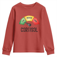 Funny Low Cortisol Stress Meter Youth Sweatshirt Low Medium High Anxiety Humor