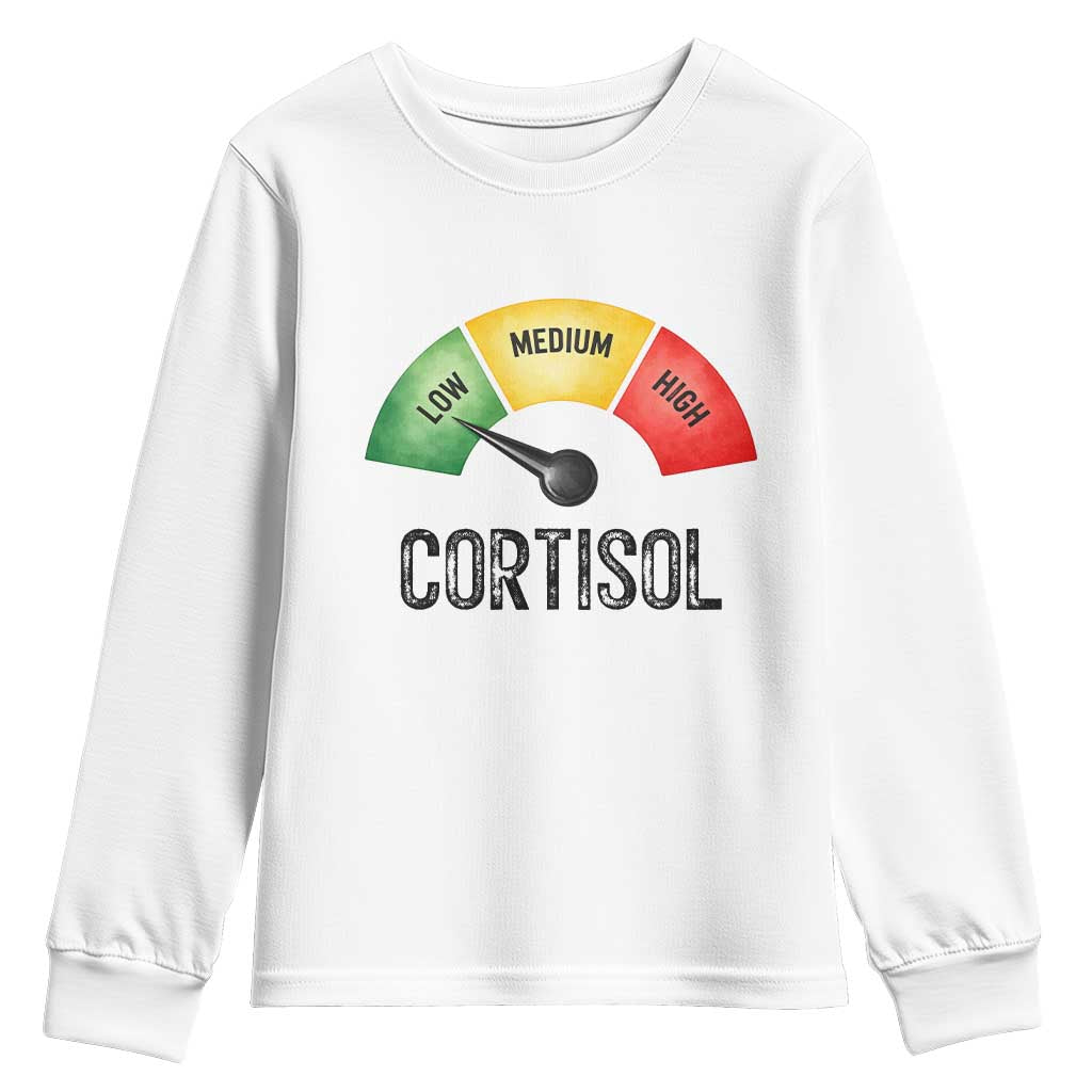 Funny Low Cortisol Stress Meter Youth Sweatshirt Low Medium High Anxiety Humor