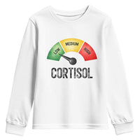 Funny Low Cortisol Stress Meter Youth Sweatshirt Low Medium High Anxiety Humor
