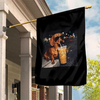 Cool Dachshund Drinking Iced Coffee Graphic Garden Flag Funny Wiener Dog Night Vibes Aesthetic