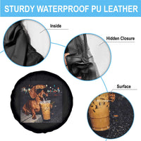 Cool Dachshund Drinking Iced Coffee Graphic Spare Tire Cover Funny Wiener Dog Night Vibes Aesthetic