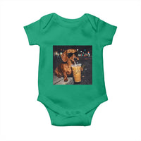 Cool Dachshund Drinking Iced Coffee Graphic Baby Onesie Funny Wiener Dog Night Vibes Aesthetic