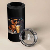 Cool Dachshund Drinking Iced Coffee Graphic 4 in 1 Can Cooler Tumbler Funny Wiener Dog Night Vibes Aesthetic